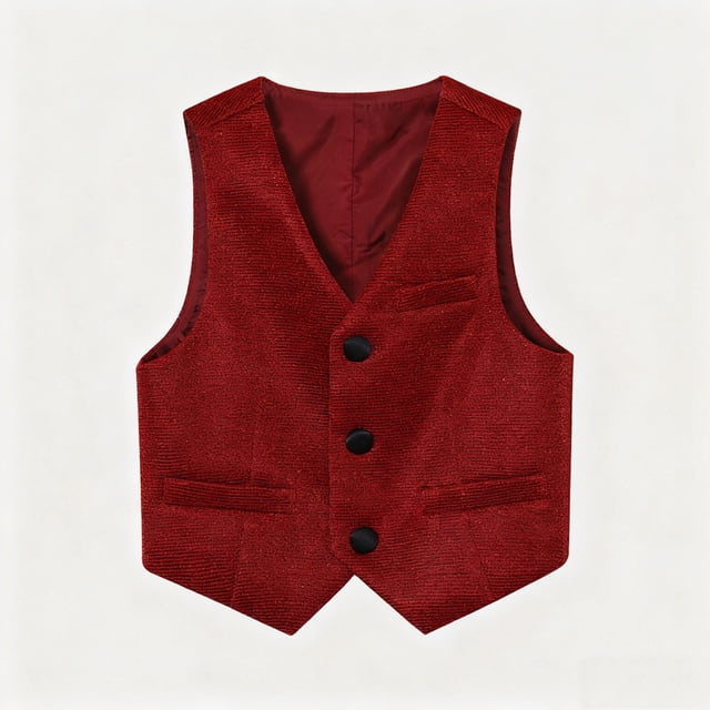 Danhjin Boys Suit Vests Formal V Neck Sleeveless Jackets Button Down Solid Color Back to School Performance Dress Vests, for 1 to 13T