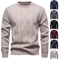 thumbnail image 1 of Danhjin Cable Knit Sweater Tops for Men Crew Neck Fall Winter Warm Pullover Shirts Long Sleeve Comfy Soft Loungewear Outdoor T Shirts Blouses, 1 of 5