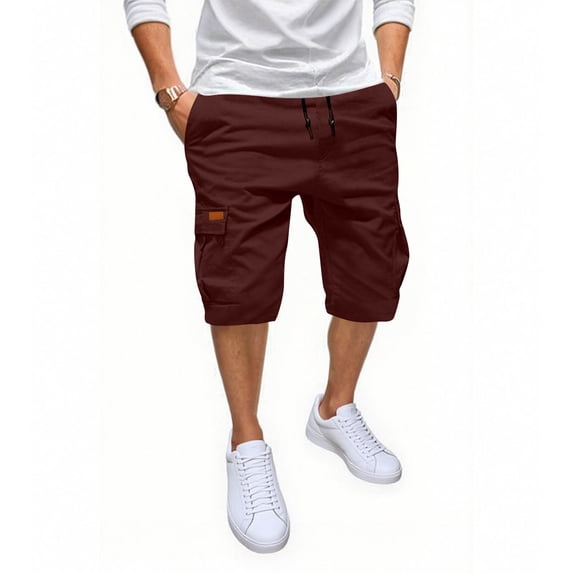 Danhjin Cargo Elastic Waist Shorts For mens Inch Loose Casual Stretch Lightweight Wear Hiking Pocket Classic Cargo Stretch Short With Multi Pockets