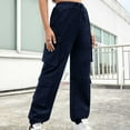 thumbnail image 1 of Danhjin Cargo Pants for Women High Waisted Solid color Casual Pants Baggy Stretchy Wide Leg Streetwear Travel Hiking Pants With Pockets, 1 of 8