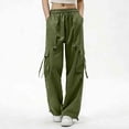 thumbnail image 1 of Danhjin Cargo Pants for Women Loose Stretchy Wide Leg Elastic Drawstring Casual Pants Streetwear Travel Hiking Pants, 1 of 6