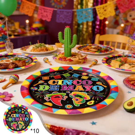 Danhjin Carnival Dinnerware Sets, Plates Cups Napkins Tablecloth Cutlery for Theme Party Decorations