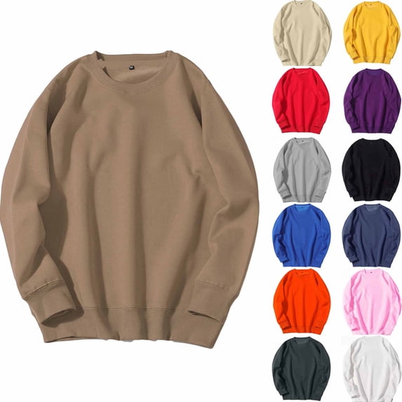 Danhjin Casual Sweatshirts for Men Crew Neck Long Sleeve Fall Winter Pullover Tops Comfy Outdoor Loose Fashion Tees Shirts
