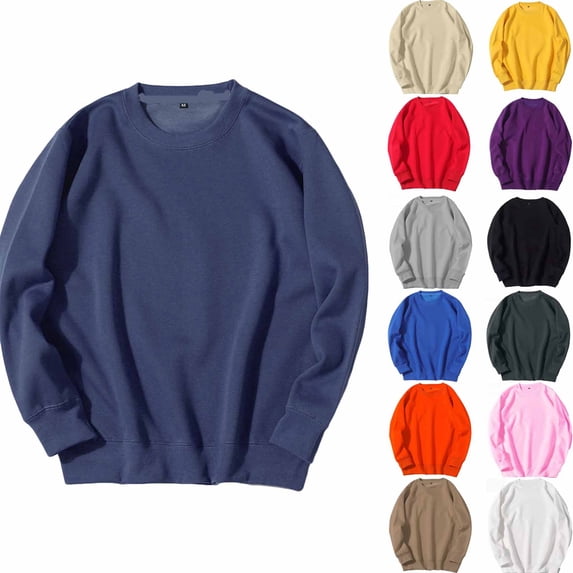 Danhjin Casual Sweatshirts for Men Crew Neck Long Sleeve Fall Winter Pullover Tops Comfy Outdoor Loose Fashion Tees Shirts