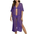 thumbnail image 1 of Danhjin Casual Swimsuit Coverups for Women Hollow out Short Sleeve Beachwear Summer Bikinis Beach Sun Bathing Swiming Cover up Loose Open Front Cardigan, 1 of 5