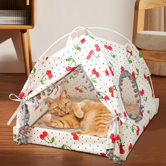 Danhjin Cats Dogs Bed House, Foldable Calming Cave Washable Detachable Mat, Cozy Foam Antislip for Indoor Cats, Pet Supplies Tunnel Toy 14.5x14.1in