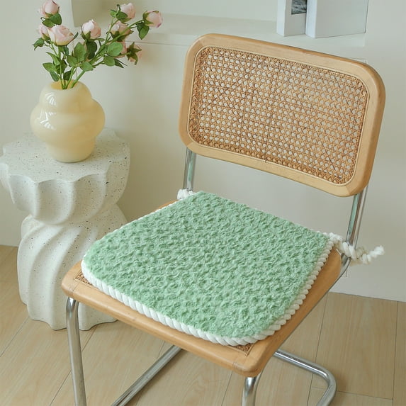 Danhjin Chair Cushions, Plush Winter Seat Cushion for Comfort and Warmth on Office Outdoor and Dining Chairs, 17.71x16.54in Green