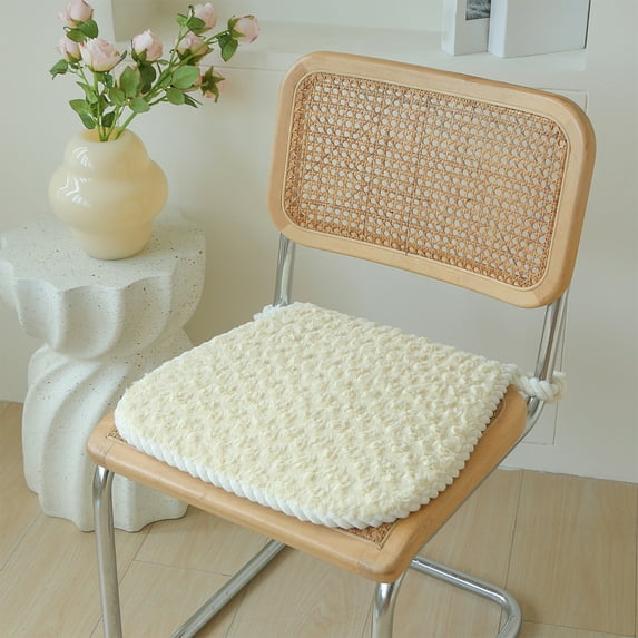 Danhjin Chair Cushions, Plush Winter Seat Cushion for Comfort and Warmth on Office Outdoor and Dining Chairs, 17.71x16.54in Yellow