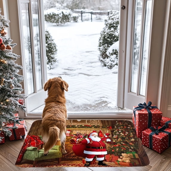Danhjin Christmas Door Mat Outdoor, 15.7x23.6in Nonslip Entrance Rug for Front Door Holiday Decor