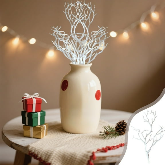 Danhjin Christmas Fake Flowers Artificial Plants, 13.78*5.91in Simulation Plant Plastic Fake Tree Branches for Fall Home Decor, Winter porch, Holiday Party Supplies