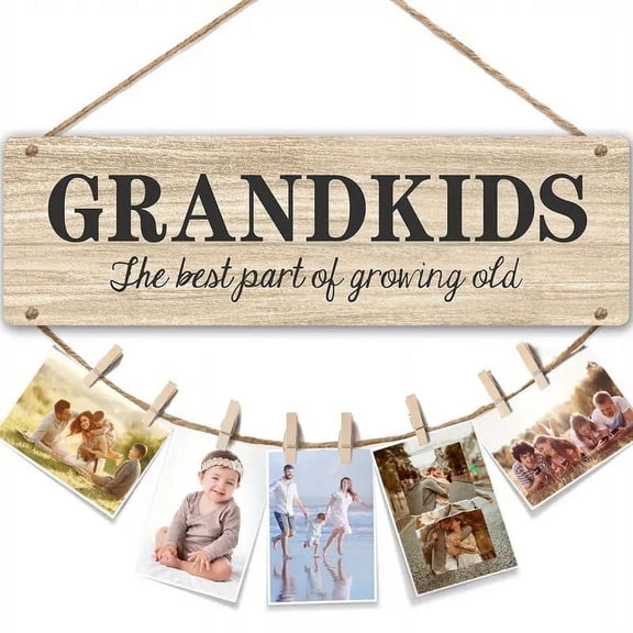 Danhjin Christmas Photo Wall Display, Wooden Frame Wall Hanging Set for Festive Home Decor Gift