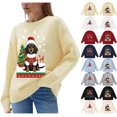 thumbnail image 1 of Danhjin Christmas Sweater Tops for Women Print Oversized Crew Neck Long Sleeve Fall Winter Pullover Shirts Fashion Comfy Soft Loose Cozy Loungewear Outdoor Knitwear Blouses, 1 of 7