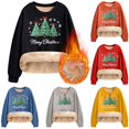 thumbnail image 1 of Danhjin Christmas Sweatshirts for Women Fleece Lined Festive Print Oversized Pullover Tops Long Sleeve Loose Crew Neck Fall Winter Fashion Casual Warm Shirts, 1 of 7