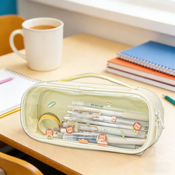 Danhjin Clear Pencil Case Pouch White Large Capacity Cute Pencil Box with Zipper for School Office Daily Use