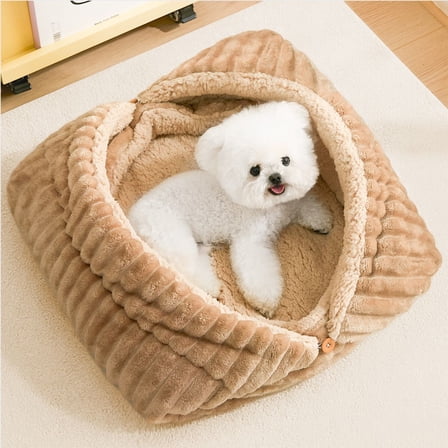 Danhjin Dog Bed, Foldable Cozy Small Pet Sofa Blanket Mat 3 in 1 Half Closed Washable for Cats and Dogs, 15.74*14.17in