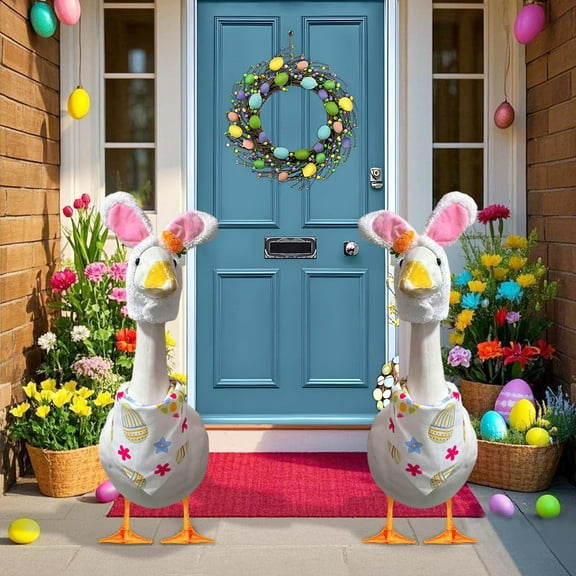 Danhjin Easter Porch Goose Outfits, Gooses Outfit Clothes for Porch Outdoor Patio Yard Art and Easter Decoration