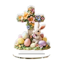 Danhjin Easter Table Decorations, Acrylic Bunny Eggs Hollow Out Ornament for Desktop Holiday Decoration and Festive Decor