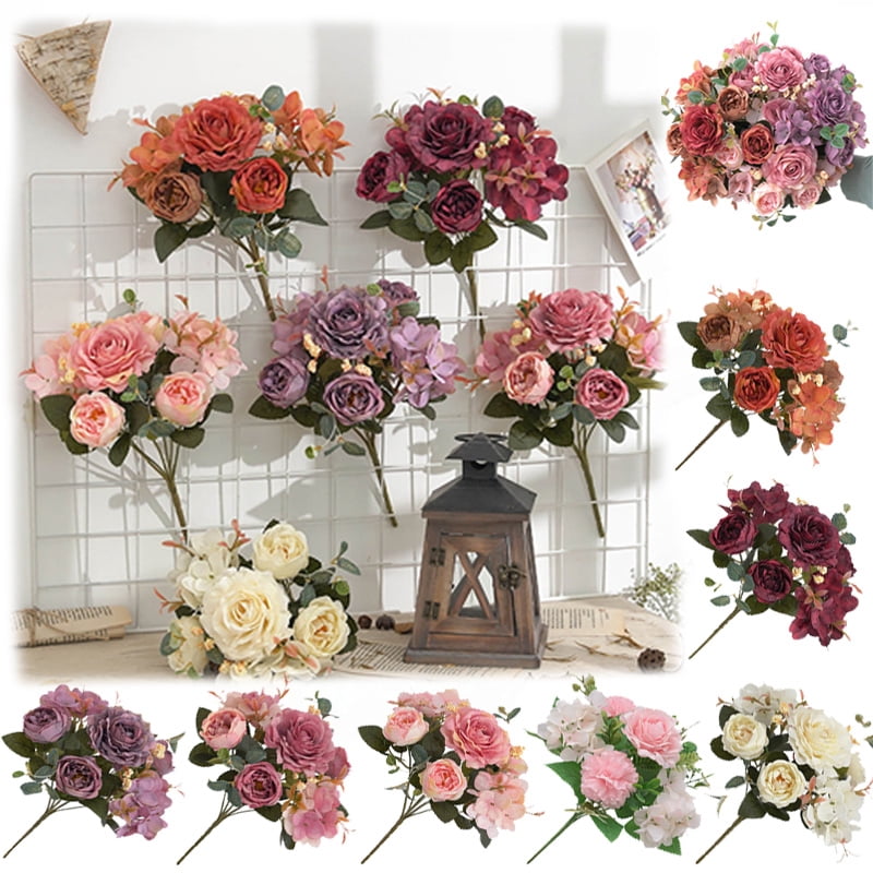 Danhjin Fake Flowers, Artificial Flowers for Outdoors Indoors Decoration Weather Proof Faux Flowers, for Garden Porch Patio Graveside Home Decor, Flowers for Decoration