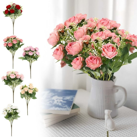 Danhjin Fake Flowers, Artificial Flowers for Outdoors Indoors Decoration Roses Silk Flowers Faux Flowers, for Garden Porch Patio Graveside Home Decor, Flowers for Decoration