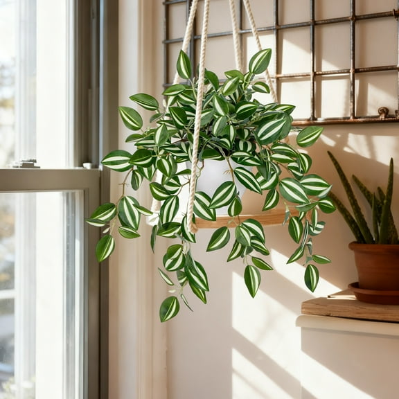 Danhjin Fake Plants and Artificial Plants Indoor, 17.7x5.3in Simulation Potted Artificial Green Plants for Home Office and Hotel Decoration