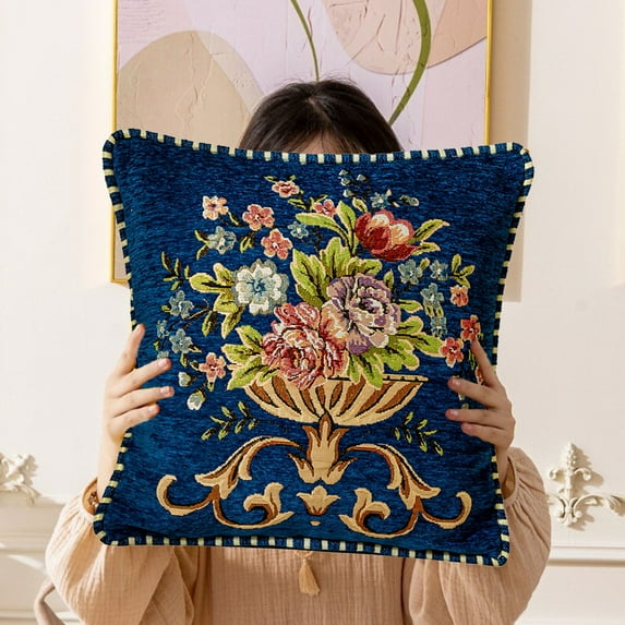 Danhjin Flower Throw Pillow Covers 19x19 Inch, European Emboss Pillow Cases Soft Cushion Covers for Sofa Couch Bed Living Room, Machines Washable