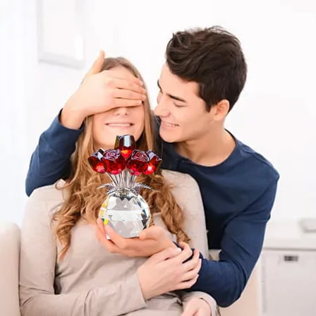 Danhjin Forever Flowers, Roses Crystal Ornaments with Sparkling Design for Car Interior Decoration and Home Decoration as Birthday Gift for Women