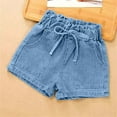 thumbnail image 1 of Danhjin Girl's Jean Shorts Summer Korean Ripped Denim Shorts Solid Color Trendy Versatile Shorts with Pocket, 1 of 3