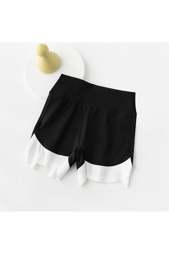 Girls Athletic Shorts Kids High Waisted Yoga Dance Biker Shorts Comfy Cheer Gymnastics Shorts Color Matching Dance Volleyball Casual Kids Teen Summer