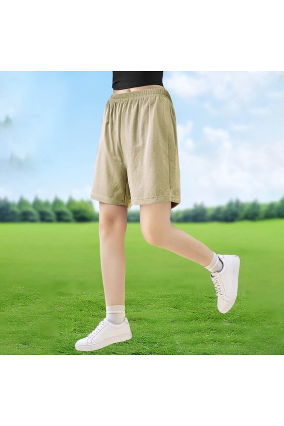 Girls Casual Loose Shorts Summer Solid Color Lightweight Elastic Waist Stretchy Loungewear Comfy Going Out Shorts