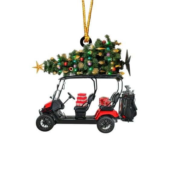 Danhjin Golf Cart Christmas Decorations Set, 3.3in Waterproof Outdoor Golf Party Decor for Christmas Tree, Home, Holiday Party Supplies