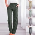thumbnail image 1 of Danhjin Gray Womens Linen Pants Hiking Workout Sweatpants e Lastic Waist Drawstring Solid Color Casual Pants Lightweight Lounge Trave L Beach Summer Pants with Pockets, 1 of 7