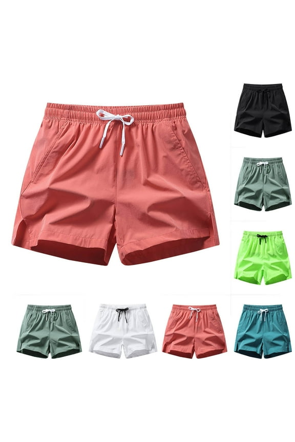 Green Summer Shorts for Men Casual Drawstring e Lastic Waist Sweatshorts Lightweight Stretch Swim Trunk S Outdoor Fishing Trave L Shorts
