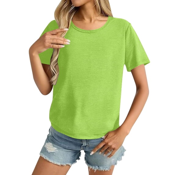 Danhjin Green Women Quick Dry Workout Top Short Sleeve Sports Sports Shirt Breathable for Running Gym Yoga Outdoor Travel Basic Tee Shirts