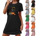 thumbnail image 1 of Danhjin Halloween Graphic Print Plus Size Women's Pajamas Crew Neck Short Sleeve Loose Comfy Short Sleep Dress Nightshirt Casual Homewear, 1 of 3