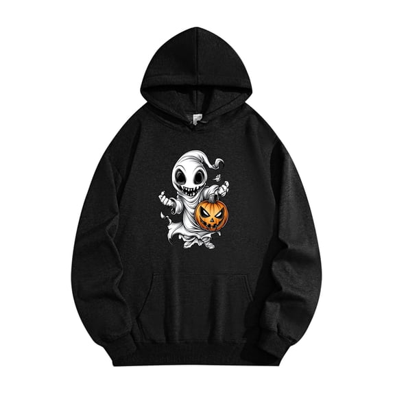 Danhjin Halloween Print Hoodies for Men Women Unisex Long Sleeve Hooded Pullover Sweatshirts Fall Winter Fashion Graphic Loose Tops Going out Casual Comfy Shirts