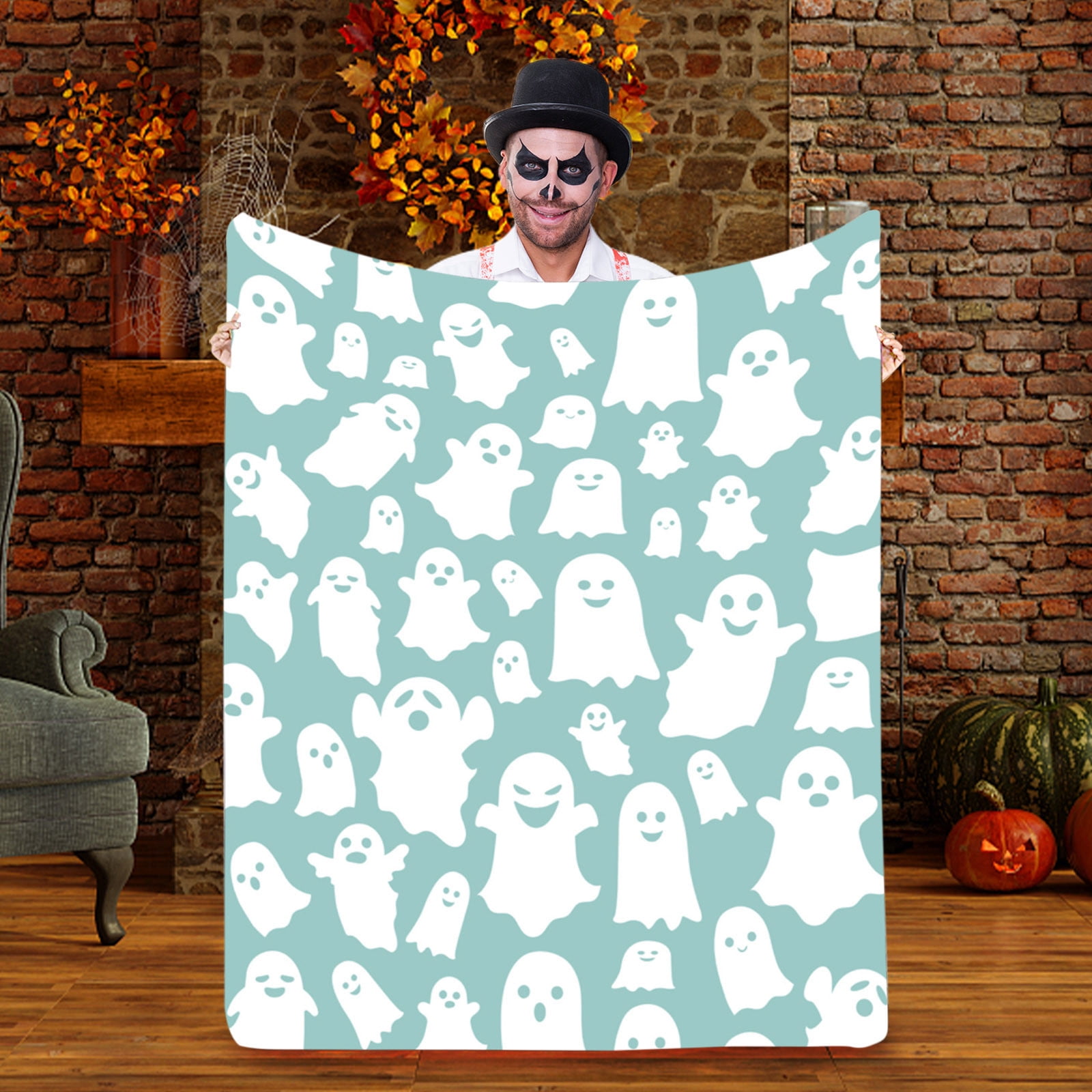 Danhjin Halloween Throw Blanket, Cozy Fall Bedding with Halloween Print ...