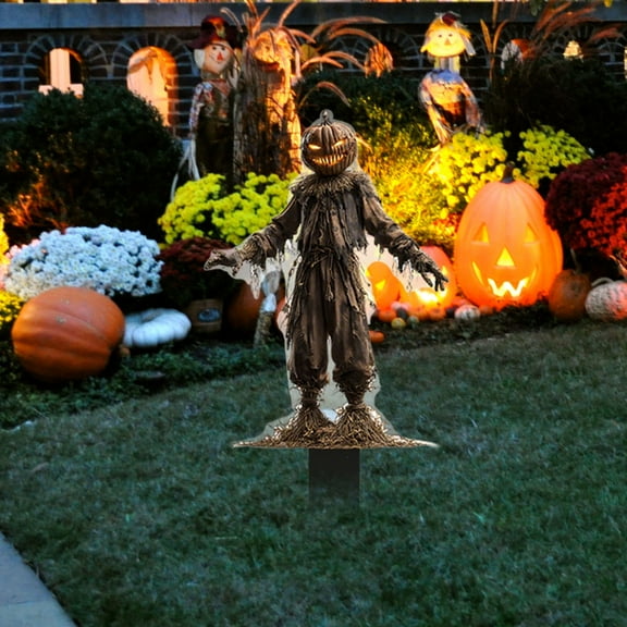 Danhjin Halloween Yard Stakes, Scarecrow Horror Outdoor Scary Props for Courtyard Doors and Windows, Halloween Decorations Outdoor for Porch Garden House Party Display, Traditional Halloween Figure