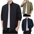 thumbnail image 1 of Danhjin Jackets for Men Full Zipper Business Casual Elegant Outwear Fall Winter Solid Color Comfy Long Sleeve Stand Color Coats, 1 of 7