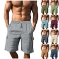 thumbnail image 1 of Danhjin Linen Beach Shorts For Mens SummerLightweights Breathable Loose Casual Shorts Elastic Waist Drawstring Beach Shorts Swimwear Bathing Suits, 1 of 8
