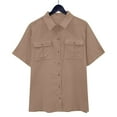 thumbnail image 1 of Danhjin Linen Shirts For Womens Casual Loose Collared Blouses Spring Summer Beach Tops Short Sleeve V Neck Shirts, 1 of 9