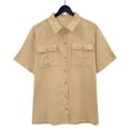 thumbnail image 1 of Danhjin Linen Shirts For Womens Casual Loose Collared Blouses Spring Summer Beach Tops Short Sleeve V Neck Shirts, 1 of 9