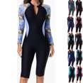 thumbnail image 1 of Danhjin Long Sleeve Swimsuits for Women Boy Leg RashGuard 1 Piece Set Swimwear Zipper Front Slim Surfing Swimming Summer Beach Bathing Athleti Swim Suits, 1 of 7