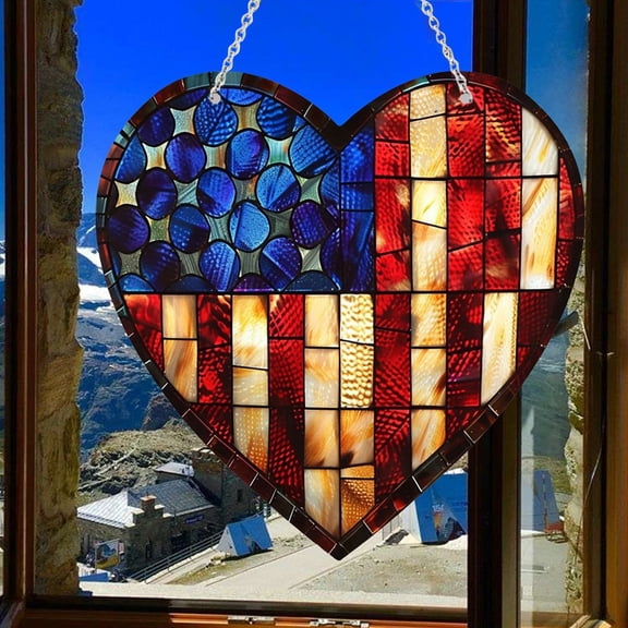 Danhjin Memorial Day Decorations, Independence Day Acrylic Hanging Decoration Glazed Style for House and Window Holiday Decor