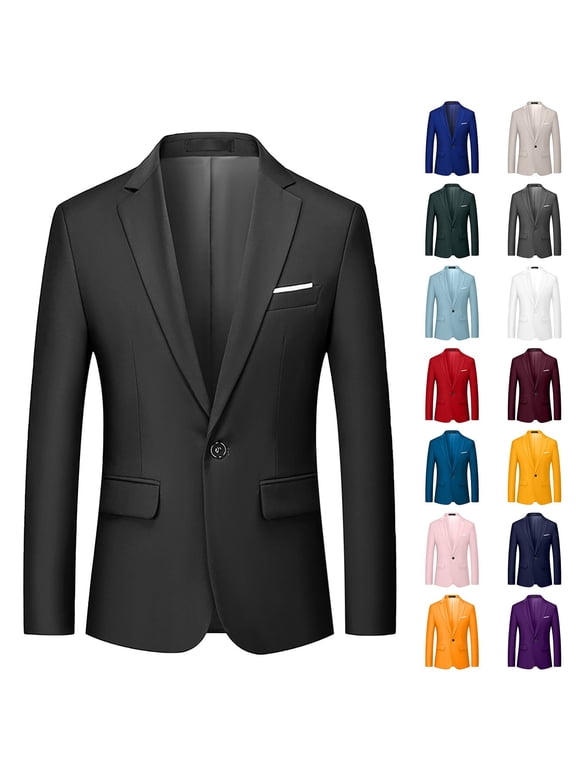 Men's Blazer Jackets Business Casual Lapel Button Down Formal Long Sleeve Suit Jackets Dress Office Work Wedding Guest Outwear Coats