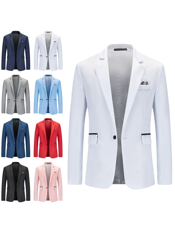Men's Blazer Jackets Business Casual Lapel Button Down Formal Long Sleeve Suit Jackets Dress Office Work Wedding Guest Outwear Coats