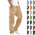thumbnail image 1 of Danhjin Men's Cargo Pants Straight Leg Work Casual Hiking Camping Pants Loose Solid Color Trousers with Pockets, 1 of 5