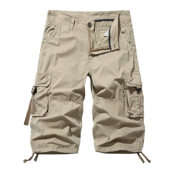 Danhjin Men's Cargo Shorts 7 Inch Elastic Waist Loose Casual Button Stretch Lightweight Wear Hiking Pocket Classic Cargo Stretch Short With Multi Pockets