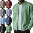 thumbnail image 1 of Danhjin Men's Casual Jackets Fall Winter Full Zipper Crew Neck Long Sleeve Loose Outerwear Fashion Comfy Coats, 1 of 8
