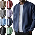 thumbnail image 1 of Danhjin Men's Casual Jackets Fall Winter Full Zipper Crew Neck Long Sleeve Loose Outerwear Fashion Comfy Coats, 1 of 8