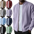 thumbnail image 1 of Danhjin Men's Casual Jackets Fall Winter Full Zipper Crew Neck Long Sleeve Loose Outerwear Fashion Comfy Coats, 1 of 8